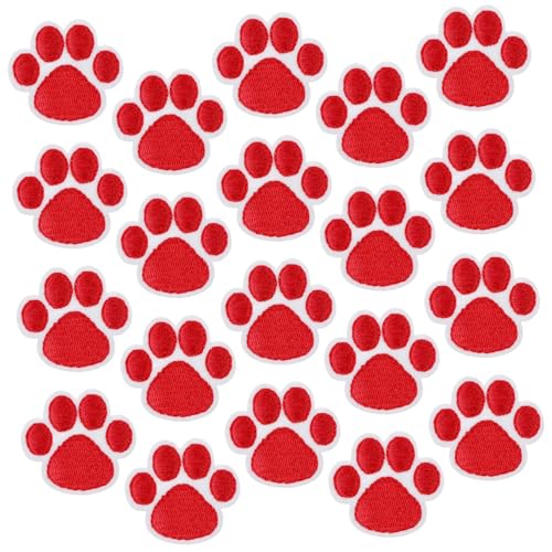 BELLIFFY 20st Patch Aufnäher Für Hundepfoten Jacken-applikation Dekorative Fellflecken Haustier Kleine Hundejacke Schuhe Bestickte Applikation Flicken Aufnähen Aufnäher Für Jacken Stoff Rot von BELLIFFY