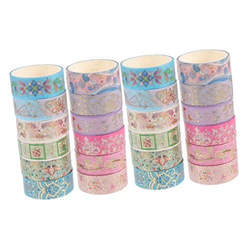 BELLIFFY 24 Rollen Heißpräge-washi-tape Blumenzubehör Scrapbooking-klebeband Bronzierende Goldbänder Verzierungen Zum Basteln Bronzierende Papierbänder Blumenbänder Mini-radierer Aufkleber von BELLIFFY