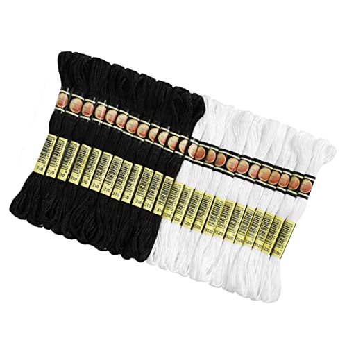 BELLIFFY 24St Schwarz-Weiß-Kreuz stich faden Multifunktions-Stickgarn schwarzes Stickgarn Stickerei-Kits embroidery thread sewing accessories Kreuzstichfaden farbiges Nähgarn Polyester von BELLIFFY