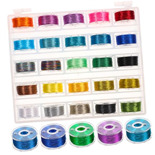 BELLIFFY 25 Rollen Stickgarn Fäden Kreuzstich-handarbeitsfaden Diy Nähset Glitzernde Fadenstickerei Nähgarn Zum Selbermachen Bunter Nähfaden Serger-nähmaschine Garnrolle Zum Nähen Polyester von BELLIFFY