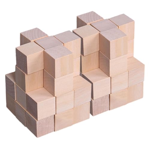 BELLIFFY 250 Stück Quadratische Holzbausteine Bausteine Kinderspielzeug Unfertige Holzwürfel Holzwürfel Zum Basteln Unfertige Leere Holzwürfel Holz Quadratische Blöcke Kiefernholz von BELLIFFY