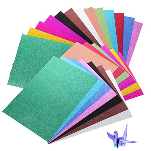 BELLIFFY 26 Blätter Papierstau Glitzerpapier Zum Basteln Diy-bastelpapier Glitzerndes Papier Farbiger Karton Glitzerkartenpapiere Farbkarton Bastelpapier Zum Selbermachen Bastelpapiere von BELLIFFY