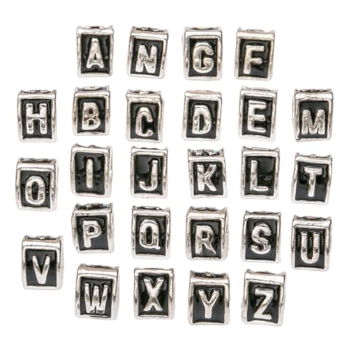 BELLIFFY 26 Stk Schmuckherstellung Alphabetperlen Perlen Zur Herstellung Von Armbändern Vintage Buchstabenperlen Alphabetperlen Für Armband Buchstabenform Charme Metallperlen Legierung von BELLIFFY