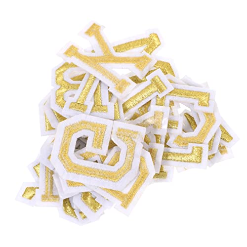 BELLIFFY 26st Gestickter Stoffaufnäher Neuheit Buchstaben Patches Buchstaben-diy-patches Chenille-buchstabenaufnäher Buchstabenflecken Selber Machen Buchstabendekor Brief Polyester Golden von BELLIFFY