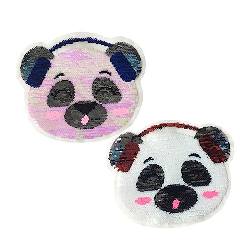 BELLIFFY 2St Panda Dekoration Ohrhörer Panda Paillettenaufnäher Einhorn gestickter Aufnäher Stickereiflecken Farbfleck ändern Kopfhörer Headset Stickerei-Patches Pailletten-Patches von BELLIFFY