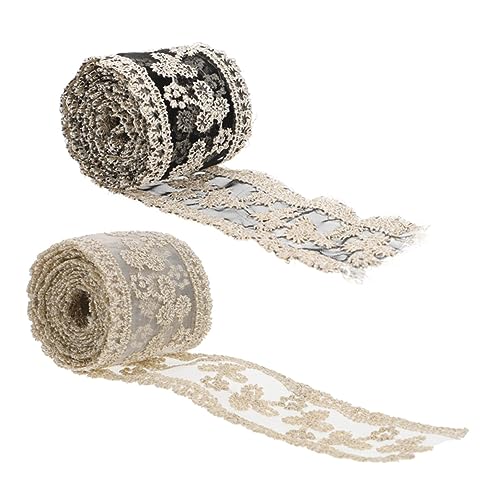 BELLIFFY 2St Schmuckzubehör ribbon bandfeile Stoffbänder DIY Zubehör valentinsdekoration blumenmuster DIY band Stickerei-Spitzenband Schleife DIY Bastelbänder kopfschmuck machen bänder Garn von BELLIFFY