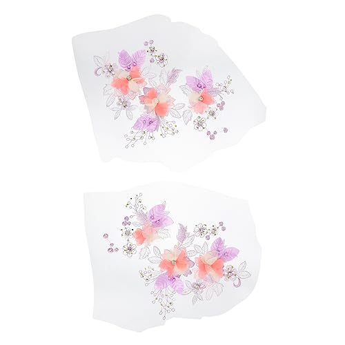 BELLIFFY 2st Accessoires Für Hochzeitskleider 3d-stickerei-spitzenapplikation Applikationen Mit Blumenstickerei Motivnähen Von Strassstoffen Gestickte Blumenapplikation Lavender Polyester von BELLIFFY