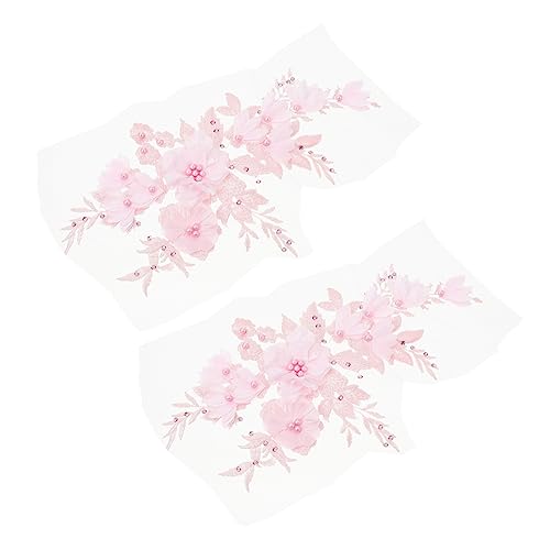 BELLIFFY 2st Blumenspitze Kleidung Reparieren Blumenflecken Gestickte Pailletten-patches Stickereiflecken Mit Perlenblumen Stickzubehör Patch-aufkleber Für Kleidung Rosa Polyestergarn von BELLIFFY