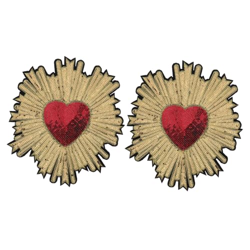 BELLIFFY 2st Paillettenbestickter Aufnäher Stoffzubehör Valentinstag-patch Herzapplikation Gestickte Patches Zum Aufnähen Kleideraufnäher Herz Jacke Rote Verzierung Pfirsich Stickerei von BELLIFFY