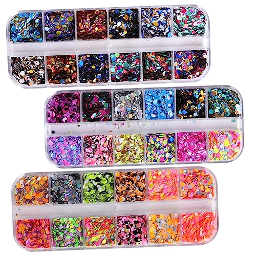 BELLIFFY 3 Kisten Nagel Pailletten dünne Nagelpailletten runder Nagelglitzer holografische Nagelkunst Schmuckset Nageldekor nägel zu hause machen nail foil nailflo aufkleber Nagelflocken von BELLIFFY