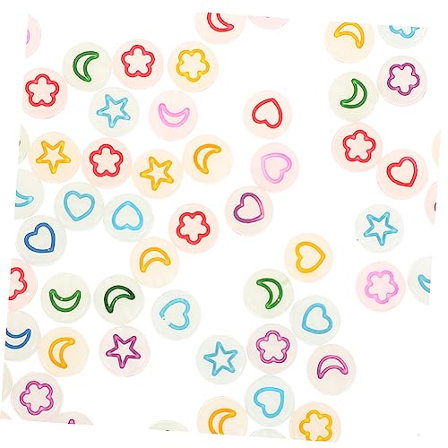 BELLIFFY 3 Leuchtende Abgeflachte Lose Perlen Zarte Acrylperlen Farbige Perlen Zahlenperlen Perlen Drucken Buchstaben Perlen Leuchtende Diy-perlen Armband Liefern Handdekor Plastik Colorful von BELLIFFY