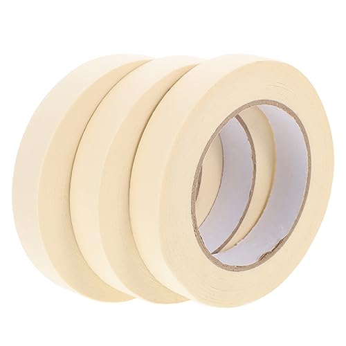 BELLIFFY 3 Rollen Abdeckband Doppelseitiges Klebeband Dünn Doppelt Klebrig Krepp Maskierung Zeitschrift Drahtgeflecht Papier Vinyl Maskierender Meister Dekorateure Textmarker Beige Silikon von BELLIFFY