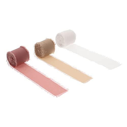 BELLIFFY 3 Rollen Chiffon-Gürtel mit ungesäumten Kanten Wickelband zartes Band seidenband ribbon bastelset zur hochzeit Kuchenverpackungsband Hochzeitsgeschenkband Polyester von BELLIFFY