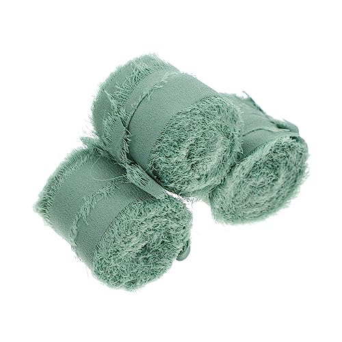 BELLIFFY 3 Rollen Chiffonband Hochzeitsaccessoires Brautsträuße für die Braut Hochzeitsgeschenke Partyband dunkelgrünes Band ribbon ripsband -Dekorband Hochzeitsband Polyester Green von BELLIFFY