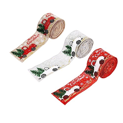 BELLIFFY 3 Rollen Geschenkband seidenband ribbon dekobänder weihnachtsbaumschleifen Urlaub Stoffband Weihnachtsbanddekoration weihnachtsdeko Weihnachtsmusterband Party-Requisiten-Dekor von BELLIFFY