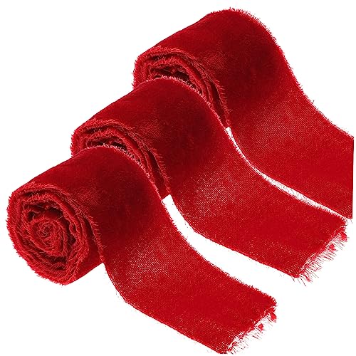 BELLIFFY 3 Rollen Samtband Reißen Kreatives Wickelband Bastelband Verpacken Brautsträuße Band Feiertagsverpackungsband Schleife Geschenkband Band Für Blumenstrauß Partyband Polyester Rot von BELLIFFY