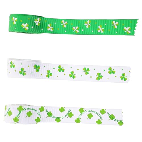 BELLIFFY 3 Rollen St. Patrick Schleifenband Packband Geschenkband Präsentieren Wickelband Festival-handwerksband Festival-geschenkband Paketband Für Handwerk Diy Liefert Polyester von BELLIFFY