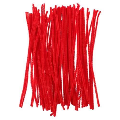 BELLIFFY 300st Verdrehte Stangen Spielzeug Pädagogisches Diy-spielzeug Biegbarer Stab Festival-diy-stick Partyzubehör Chenille-stiele Drehstockspielzeug Diy Gedrehte Stange Polyester Rot von BELLIFFY