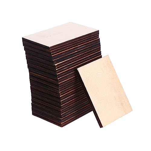 BELLIFFY 36 Stück Rechteckige Holzspäne Handdekor Schreiben Quadratisches Brett Holziges Dekor Handgefertigte DIY Holzschnitte Verzierungen Zum Basteln DIY Holzbedarf Unvollendete von BELLIFFY