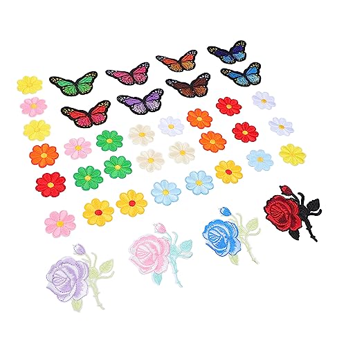 BELLIFFY 39 Stk Aufkleber Aufnäher Rosenapplikation Schmetterlinge Applikation DIY Schmetterlinge Patch Rosenflecken stickerpappier packetbandrollen Kleidungsdekorpaste Stoffzubehör von BELLIFFY