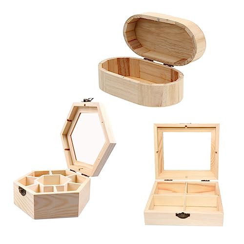 BELLIFFY 3st Holzkasten Heimdekoration Heimwerken Süßigkeiten Selber Machen Unfertige Schmuckschatullen Mini-schmuckkästchen Organizer Zur Aufbewahrung Von Halsketten Diy-boxen Holzkisten von BELLIFFY