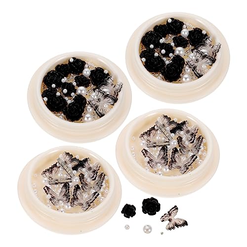 BELLIFFY 4 Kisten Dunkler Nageldiamant Nagel Strass Nagel Edelsteine Nagel Charms Nagel-bling Nagelschmuck Für Nagelkunst Nagelkristalle Nail Art Diy Zubehör Nagelblumendekoration Harz von BELLIFFY