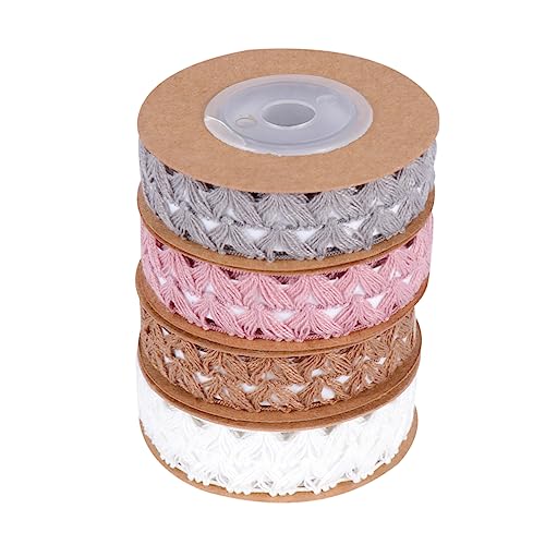 BELLIFFY 4 Rolle 2 Schleifenband Selbstklebendes Spitzenband Spitzenstickerei Band Zum Basteln Dekoratives Klebeband Geschenkverpackungsspule Spitzenbesatz Baumwollspitze Geiles Band von BELLIFFY