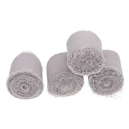 BELLIFFY 4 Rollen Dekorative Krawatte aus Chiffon Kuchenband Brautstrauß Bänder Geschenkband Blumengeschenke ribbon bandfeile Verpackungsbänder für Blumen DIY-Bänder Polyester Dark Grey von BELLIFFY