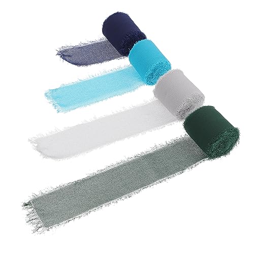 BELLIFFY 4 Rollen Diy-riemen Hochzeitsband Ausgefranstes Seidenband Geschenkverpackungsband Handgefertigtes Chiffonband Rustikales Wickelband Geschenkbänder Band Zum Basteln Polyester von BELLIFFY