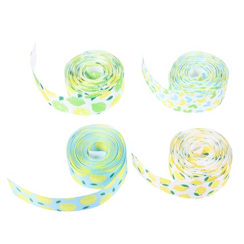 BELLIFFY 4 Rollen Rippelband Fruchtdekor Bowknot-Band machen Band für Schleifen Geschenkbänder für den Sommer ribbon schienbeinschoner tape Verpackungsband Festival-DIY-Bänder Polyester von BELLIFFY