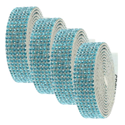 BELLIFFY 4 Rollen Selbstklebende Strass-Sticker DIY dekorativer Bling-Aufkleber Kleid Strass Applikation Streifen Hochzeitsdekoration Applikation nähen Kleiderapplikation Strasssteine Blue von BELLIFFY