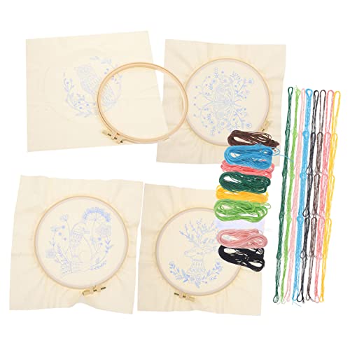 BELLIFFY 4 Sätze Stickmaterialpaket Kreuzstich- Stickgarn sticken handwerk werkzeug gestickter Bilderrahmen embroidery kit embroidery set Sticken für Anfänger Stickwerkzeug Plastik von BELLIFFY