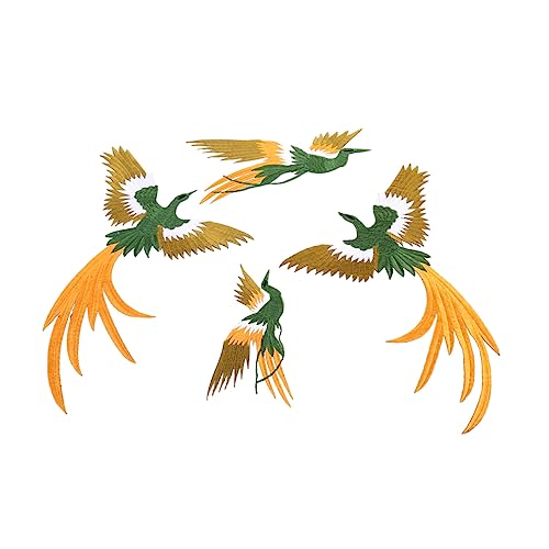 BELLIFFY 4 Stück Gestickter Phoenix-Patch Applikation aufnähen gestickte Applikation mit Phönix dekoration weihnachten türdeko weihnachten Patches nähen Phönix-Vogel-Nähflicken Rayon Green von BELLIFFY