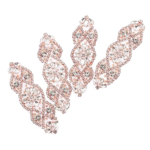 BELLIFFY 4 Stück Gürtel Strass-patch Applizierte Verzierungen Kleid Gürtel Patch Kleidung Blumenbeet Strass-hot-fix-applikation Hochzeit Glitzergürtel Perlengürtel Strasssteine Rose Gold von BELLIFFY