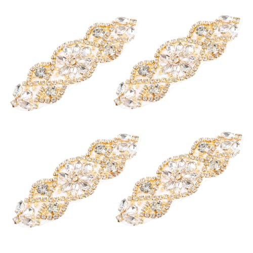 BELLIFFY 4 Stück Gürtel Strass-patch Blumendekor Brautschärpe Patches Selbstgemachtes Kleid Braut Applikation Kleid Gürtel Strass Applikation Kleidung Blumenbeet Silber Golden Strasssteine von BELLIFFY