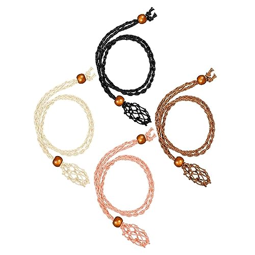 BELLIFFY 4 Stück Halskettenverzierung armbandständer armband halter Halskette-Halter baumwollschnur kristallanhänger steinkette DIY schnur Accessoire mit gewebtem Halsdekor hölzern von BELLIFFY