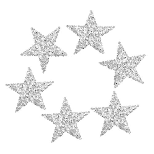 BELLIFFY 4 Stück Pentagramm mit Diamant gestickte Aufnäher Star-Reparatur-Patches Sternenfleck aufklebebuchstaben silver star Klebeapplikationen selbstklebende Patches Aufkleber Harzbohrer von BELLIFFY