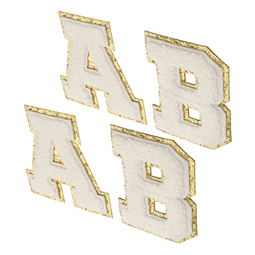 BELLIFFY 4 Stück Stickaufkleber für Kleidung Hemdflicken Buchstaben für Stoff buchstaben aufnäher buchstaben patches Buchstaben aufkleben Patches für Kleidung zum Aufbügeln Polyester Beige von BELLIFFY