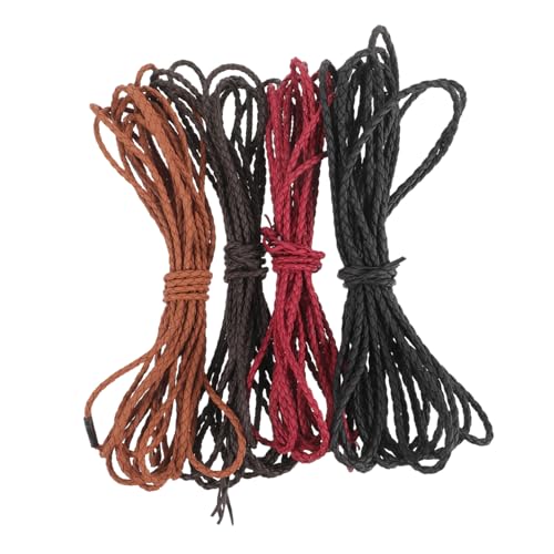 BELLIFFY 4 Stück geflochtene schnur selber machen bastelmaterial bastel materialien Armband Flechtschnur Kabel Lanyard-Zubehör Strickschnur zur Schmuckherstellung geflochtenes Seil PU-Leder von BELLIFFY