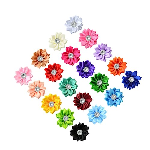 BELLIFFY 40st Farbige Blumenverzierung Blumenband Gefälschte Blumenköpfe Blumen Aus Chiffonstoff Handgefertigte Satinband-strassblumen Nähapplikationen Für Die Hochzeit Blumenapplikation von BELLIFFY