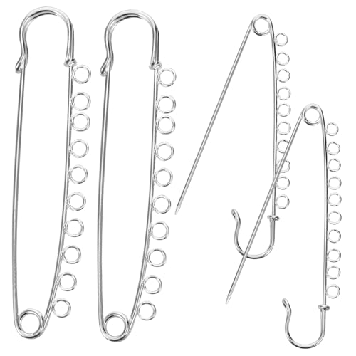 BELLIFFY 4er Set Sicherheitsnadeln Mit öchern Silberne Broschen Für DIY Kleidung Und Schmuckherstellung 9cm 10 öcher Vielseitig Einsetzbar Als Kleine Sicherheitsnadeln Für von BELLIFFY