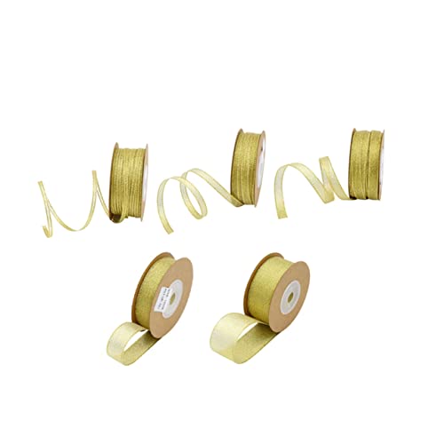 BELLIFFY 5 Rolle geripptes Band geschenkband partydekoration geschenkpaket party decoration geschenkbänder set Verpackungsbänder aus Stoff Verpackungsband für Blumen Grosgrain-Bänder Golden von BELLIFFY