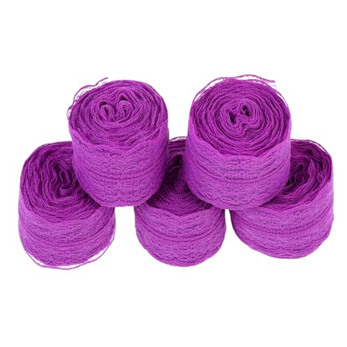 BELLIFFY 5 Rollen 45 cm Spitze blumenarrangement geschenkverpackung DIY Geschenkband geschenkpakete Bowknot-Bänder Spitzenband nähen Blumenstrauß liefert Schleife Polyestergarn Violett von BELLIFFY