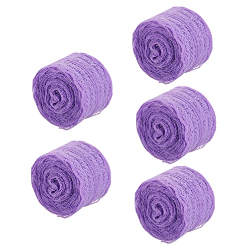 BELLIFFY 5 Rollen 45 cm Spitze transparentes Lavendel Spitzenband Bowknot-Bänder Hochzeitsartikel ribbon schienbeinschoner tape Bänder binden Bastelbedarf Polyestergarn Lavender von BELLIFFY