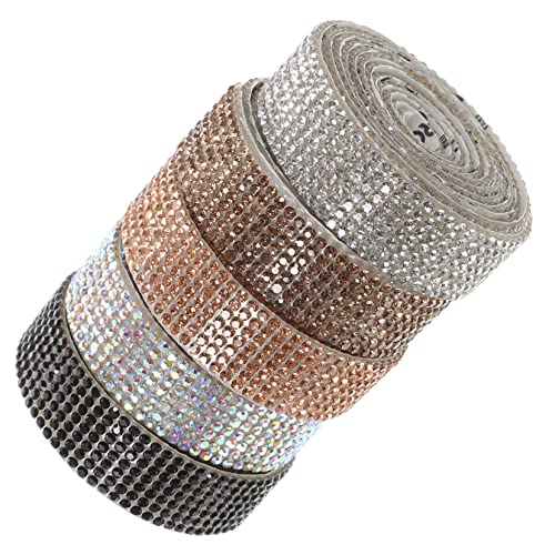 BELLIFFY 5 Rollen Crystal Hot Diamond Diamantgürtel Handwerk Strassband selbstklebende Strassrollen Kleider Schleife Strassbänder für den Haushalt exquisiter Kostümbesatz Heißschmelzkleber von BELLIFFY