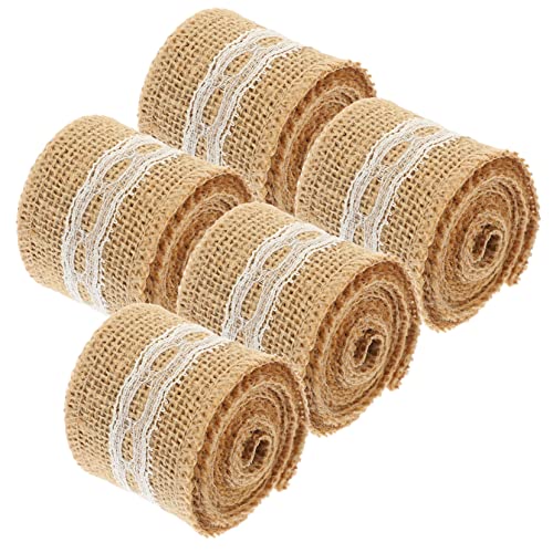 BELLIFFY 5 Rollen Einfarbige Leinenstreifen Perlen zur Schmuckherstellung rotes Band Sackleinenband Blumenband ribbon bandfeile Geschenkband selber machen dekoratives Geschenkband Jute von BELLIFFY