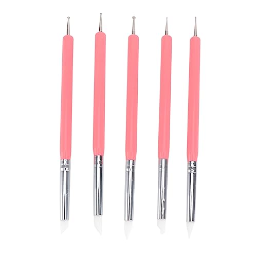 BELLIFFY 5 Stück 2 Punktierungswerkzeuge künstlerpinsel Punktierung Werkzeug Acrylmalerei Werkzeug Silikonbürste Fondant-Modellierstift Stift zur Farbgestaltung Punktierstifte Rosa von BELLIFFY