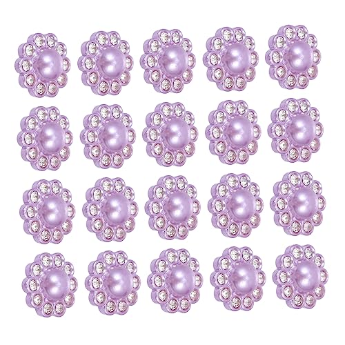 BELLIFFY 50 Stück Diamantbesetzte Perlenknöpfe Knöpfe für Stirnbänder Bastelknopf kreative Diamantknöpfe DIY-Knöpfe handmade knöpfe perlmuttknöpfe Kleiderknopf kreative Knöpfe Harz Violett von BELLIFFY