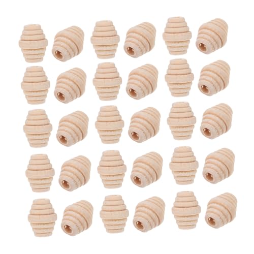 BELLIFFY 50 Stück Holzperlen hochzeitsdeko hochzeitsdeco bastelmaterial bastel material Quastenkette Distanzperlen selber machen Dekor DIY-Perle zum Aufhängen Ovale DIY-Perle hölzern Brown von BELLIFFY