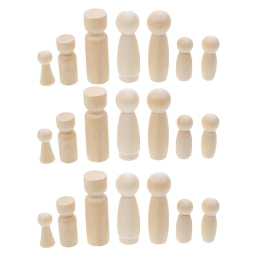 BELLIFFY 50 Stück Holzpuppe Selber Machen Babyspielzeug Blanko-peg-puppen Unbemalte Peg-puppen Puppe Dekoration Ornament Spielzeug Für Steckpuppen Unvollendet Minifiguren Hölzern Brown von BELLIFFY